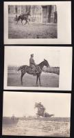cca 1916 Magyar katona lovát ugratja 3 db fotólap