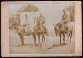 cca 1916 Magyar lovas katonák keményhátú fotó 12x9 cm