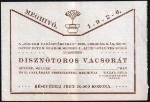 1926 Sólyom vadásztársaság meghívója vacsorára