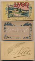 3 db RÉGI francia képeslap füzet / 3 pre-1945 French postcard booklets: Lyon, Trouville, Nice