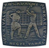 ~1970-1980. Vas megye Tanácsa - Kiváló társadalmi munkáért egyoldalas ezüstözött bronz emlékplakett (70x70mm) T:1-,2