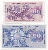 Svájc 1973. 10Fr "85M 068600" + 20Fr "89H 093737" T:III folt
Switzerland 1973. ...