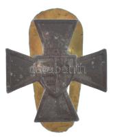 1940. "Nemzetvédelmi Kereszt" hadifém miniatűr gomblyukjelvénye sárgaréz füllel T:XF,VF / Hungary 1940. "National Defense Cross" war metal miniature buttonhole badge with brass ear C:XF,VF