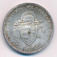 1938. 5P Ag "Szent István" T:1- kis ph., patina Adamo P8.1