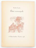 Krúdy Gyula: Őszi versenyek. Gyoma, 1946, Válasz (Kner Izidor-ny.), 111+(1) p. Szabó Vladimir illusztrációival. Kiadói papírkötésben, szép állapotban