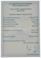 2005. 5000Ft Ag "Aggteleki-karszt barlangjai" kapszulában, tanúsítvánnyal, certifikáttal T...