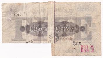 Nagy-Britannia / Darlington Bank 1886. 5P "GG 217" hátoldalán bélyegzések, aláírások kivág...