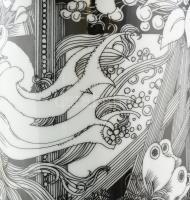 Hollóházi Szász Endre által tervezett mintával díszített, nagyméretű váza. Matricás, jelzett, minimá...