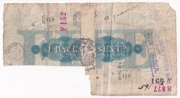 Nagy-Britannia / Durham Bank 1887. 5P "CR 418" hátoldalán bélyegzések, aláírások kivágva, ...