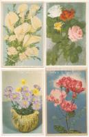 VIRÁGOK - 18 db modern Képzőművészeti Alap képeslap / FLOWERS - 18 modern postcards