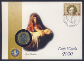 Vatikán 1999. 1000L "Béke" bimetál bélyeges érmés borítékon alkalmi bélyegzővel, hátoldali ismertetővel T:1