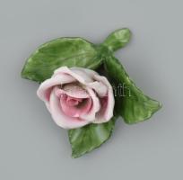Herendi porcelán rózsa, kézzel festett, jelzett, minimlális lepattanással, m: 9 cm
