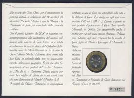 Vatikán 1999. 1000L "Béke" bimetál bélyeges érmés borítékon alkalmi bélyegzővel, hátoldali...