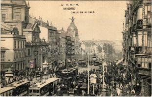 1914 Madrid, Calle de Alcalá / street, trams, gas station, chariots