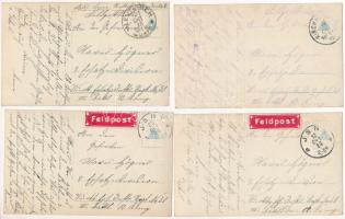 1915 Dein Gedenk ich - 6 db régi katonai romantikus üdvözlő képeslap / 6 military romantic greeting ...