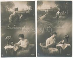 1915 Dein Gedenk ich - 6 db régi katonai romantikus üdvözlő képeslap / 6 military romantic greeting ...
