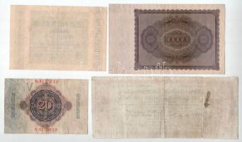 Német Birodalom / Weimari Köztársaság 1914. 20M + 1923. 100.000 Mark + 10.000.000.000M + 10.000M kam...
