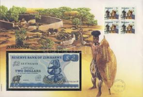Zimbabwe 1994. 2$ dekoratív, nagyalakú bélyeges, bankjegyes borítékon T:I