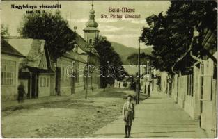 1940 Nagybánya, Baia Mare; Strada Pintea Viteazul / utca, templom. Nagybánya visszatért 1940. szeptember 7. / street, church + "1940 Nagybánya visszatért" So. Stpl (kis szakadás / small tear)