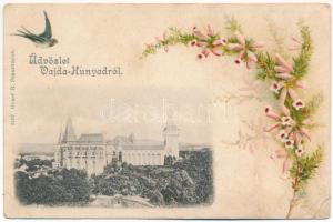 Vajdahunyad, Hunedoara; vár. Graef H. 3107. / cetatea / castle. Art Nouveau, floral, litho (EK)