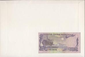 Qatar 1996. 1R dekoratív, nagyalakú bélyeges, bankjegyes borítékon T:I