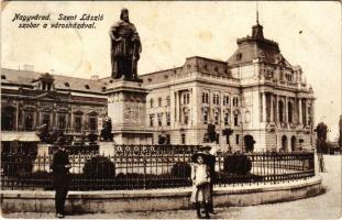 1925 Nagyvárad, Oradea; Szent László szobor, városháza, Takarékpénztár, üzlet / statue, town hall, savings bank, shop (EK)