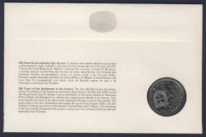 Portugália 1989. 100Esc "Az Azori-szigetek felfedezése" érmés borítékon két db azori-szige...