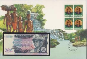 Zaire 1991. 20.000Z dekoratív, nagyalakú bélyeges, bankjegyes borítékon T:I