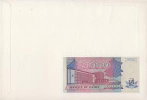 Zaire 1991. 20.000Z dekoratív, nagyalakú bélyeges, bankjegyes borítékon T:I