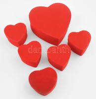5 db szív alakú piros dobozok, ékszeres dobozok kétféle méretben. 20 cm, 10 cm