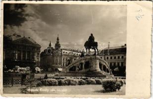 1941 Kolozsvár, Cluj; Mátyás király tér, New York szálloda, Octave Saphir és Taub üzlete/ square, hotel, shopss (EK)
