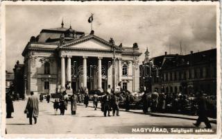 1940 Nagyvárad, Oradea; Szigligeti színház, piac, Fazekas úri szabó / theatre, market, shop + 1940 Nagyvárad visszatért So. Stpl (Rb)