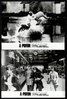 cca 1974 ,,A pofon című francia filmvígjáték jelenetei és szereplői, 9 db vintage produkciós filmfotó, ezüst zselatinos fotópapíron, a használatból eredő (esetleges) kisebb hibákkal, 18x24 cm