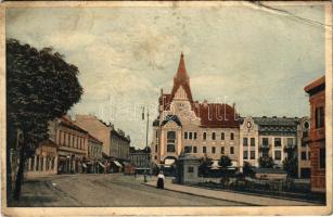 1915 Temesvár, Timisoara; Gyárváros, Andrássy út a városi bérpalotával. Nr. 145. Photobromüra / Fabric, palace (fa)