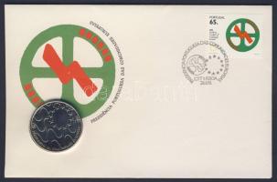 Portugália 1992. 200Esc "Az Európai Közösség portugál elnöksége" bélyeges érmés borítékon alkalmi bélyegzővel, ismertető tanúsítvánnyal T:BU
