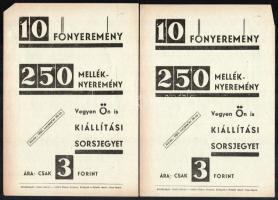 1954 Sorsjegy reklám szórólap, Mezőgazdasági Kiállítás és Vásár sorsjátéka, 20 db, részben sérült, néhány ceruzás firkával, 21x15 cm