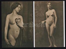 cca 1920 Pécsi József (1889-1956) fényképész és fotóművész hagyatékából a ,,Der Akt című fotómappa két alkotása, 2 db modern nagyítás, 15x10 cm