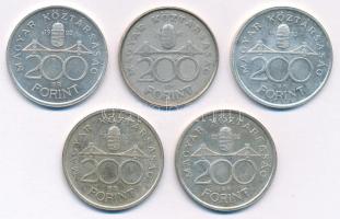 1992. 200Ft Ag "MNB" (5x) T: nagyrészt AU,XF egy kivétellel: VG patina
Adamo F13
