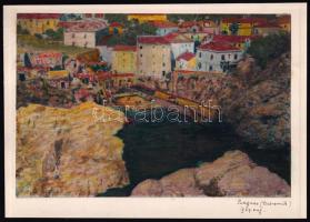 1939 Ragusa (Dubrovnik), kézzel színezett vintage fotó, 15,1x22,8 cm, karton 18x25 cm