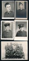 cca 1950-60 8 db katonai fénykép, fotó és fotólap, részben kissé foltos és kissé sérült, 4x9 és 14x9...
