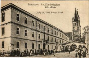 1925 Szászváros, Broos, Orastie; Református Kun Kollégium internátusa / Piata Printul Carol / Calvinist boarding school