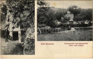 Báznafürdő, Baile Bazna, Bad-Baassen; Felsenquelle und Spiegelbad unter dem Felsen / Szikla-forrás és tükörfürdő / spa, spring source, bathhouse (fl)