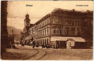 1918 Brassó, Kronstadt, Brasov; Kolostor utca, üzletek. Vasúti Levelezőlapárusítás 226. / street view, shops (EK)