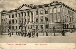 1918 Szamosújvár, Gherla; Állami főgimnázium télen. Perint Gerő kiadása / grammar school in winter (fa)