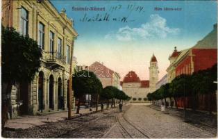 1917 Szatmárnémeti, Szatmár, Satu Mare; Hám János utca. Vasúti levelezőlapárusítás 7. sz. 1916. / street view