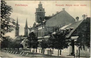 1917 Felsőbánya, Baia Sprie; Hunyadi Mátyás utca. H. Riedl E. kiadása / street view (fa)