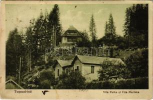 1928 Tusnád-fürdő, Baile Tusnad; Vila Puika si Vila Mariska / Puika és Mariska nyaraló. Andrásofszky bazár kiadása / villas, spa (fl)