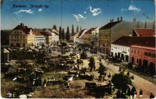 1914 Károlyváros, Karlovac; Zrinjski trg / piac / market (EB)