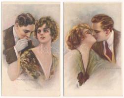 6 db RÉGI olasz művész képeslap T. Corbella szignóval: szerelmes párok / 6 pre-1945 Italian art post...