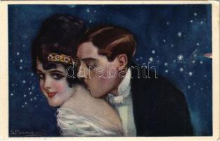 Szerelmes pár. Olasz művészlap / Couple in love. Italian art postcard. Proprietá Artistica riservata 465-3. s: Bompard (EK)